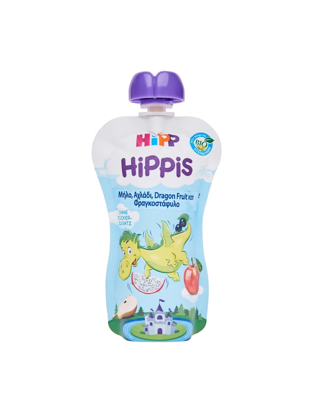 Hipp Hippis Δράκος Φρουτοπολτός Με Μήλο, Αχλάδι, Dragon Fruit και Φραγκοστάφυλο από 1 Έτους 100gr