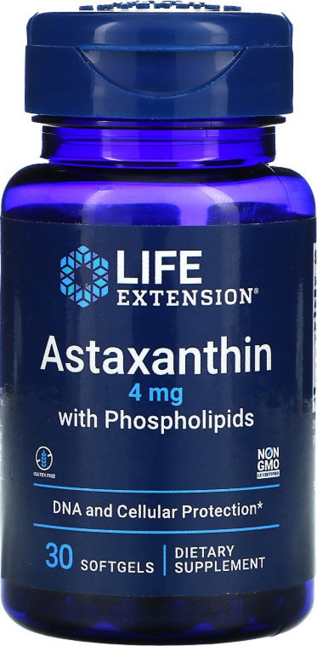 Life Extension Astaxanthin with Phospholipids 4mg Συμπλήρωμα με Ασταξανθίνη, 30 Μαλακές Κάψουλες