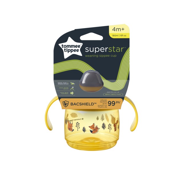 Tommee Tippee Sippee Cup Εκπαιδευτικό Kύπελλο 4m+ με στόμιο Μαλακής Σιλικόνης Κίτρινο, 190ml