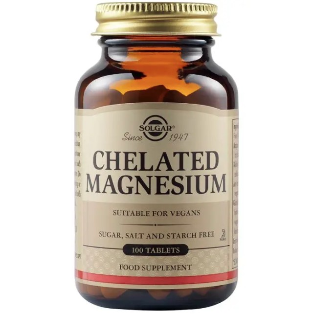 Solgar Chelated Magnesium Χηλικό Μαγνήσιο, 100 Ταμπλέτες