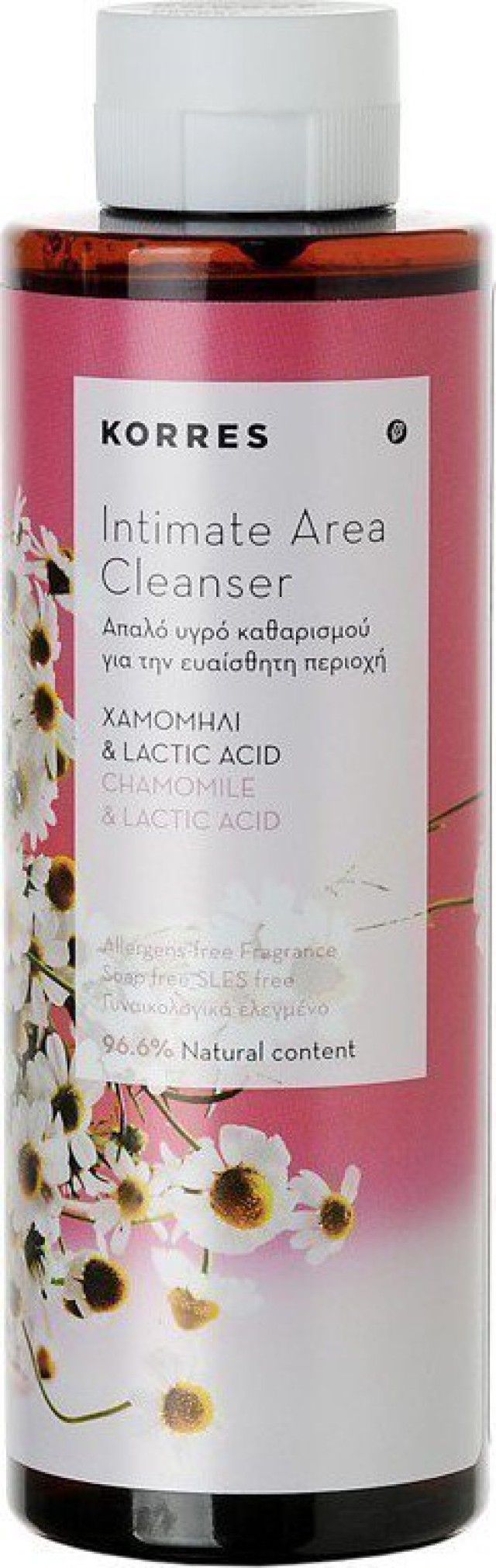 Korres Intimate Απαλό Υγρό Καθαρισμού για την Ευαίσθητη Περιοχή με Χαμομήλι & Lactic Acid, 250ml