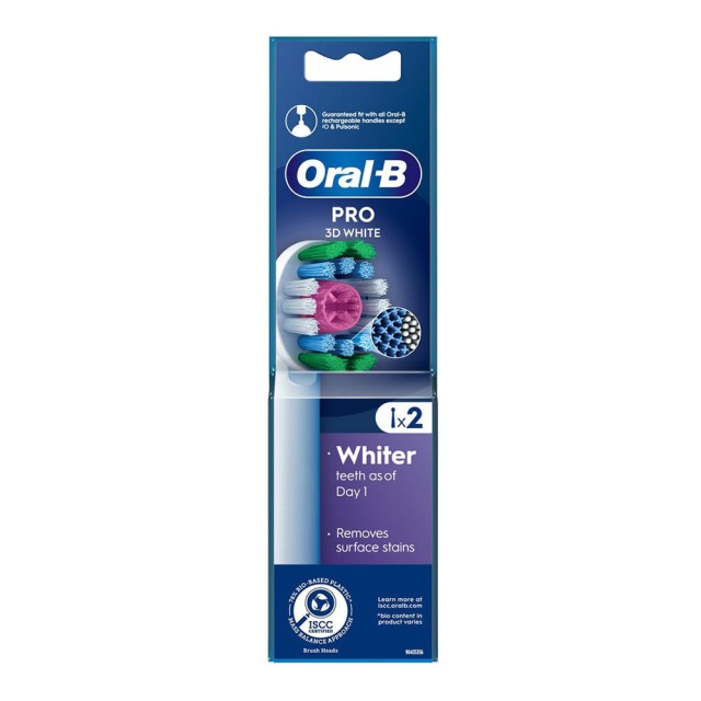Oral-B Pro 3d White Ανταλλακτικές Κεφαλές για Ηλεκτρική Οδοντόβουρτσα, 2τμχ