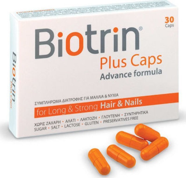 Biotrin Plus Caps Συμπλήρωμα Διατροφής για την Καλή Υγεία των Μαλλιών & των Νυχιών, 30 Κάψουλες
