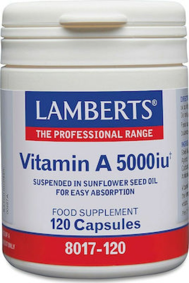 Lamberts Vitamin A in Sunflower Seed Oil 5000iu Βιταμίνη Α για την Υγεία των Ματιών & του Δέρματος, 120 κάψουλες