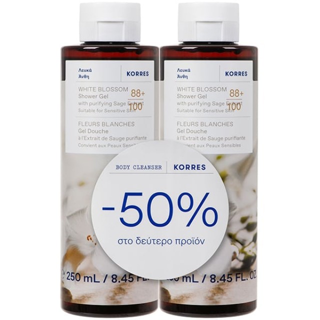 Korres Promo (-50% στο 2ο Προϊόν) White Blossom Αφρόλουτρο, 2x250ml