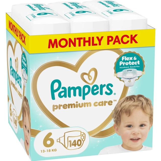 Pampers Premium Care Monthly Pack Νο6 (13-18kg), 140τμχ