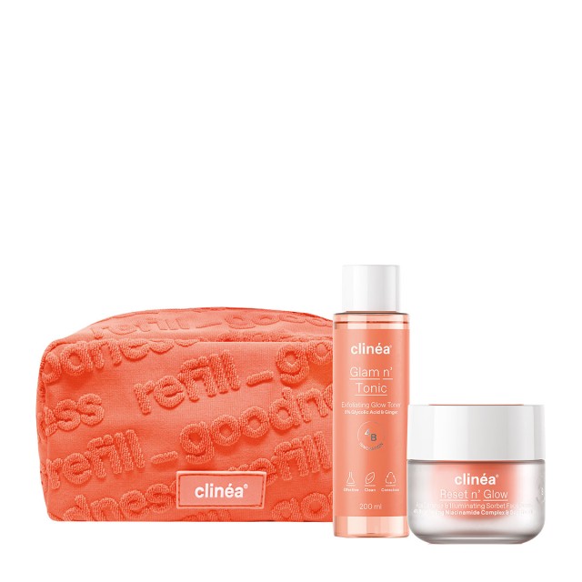 Clinea Promo Reset n Glow Age Defwense Face Cream Αντιγηραντική Κρέμα Προσώπου 50ml + Glam n Tonic Exfoliating Glow Toner Απολεπιστική Τονωτική Λοσιόν 200ml + Νεσεσέρ