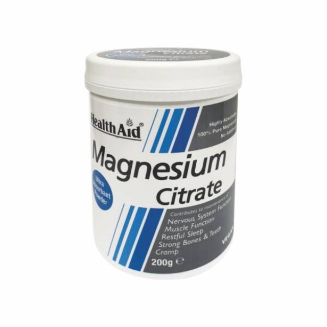 Health Aid Magnesium Citrate Powder 100% Σκόνη Κιτρικού Μαγνησίου, 200gr