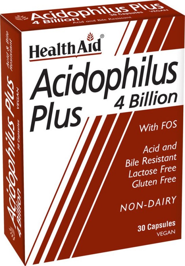 Health Aid Acidophilus Plus Συμπλήρωμα Διατροφής με Προβιοτικά για Ομαλή Λειτουργία του Εντέρου, 30 Κάψουλες