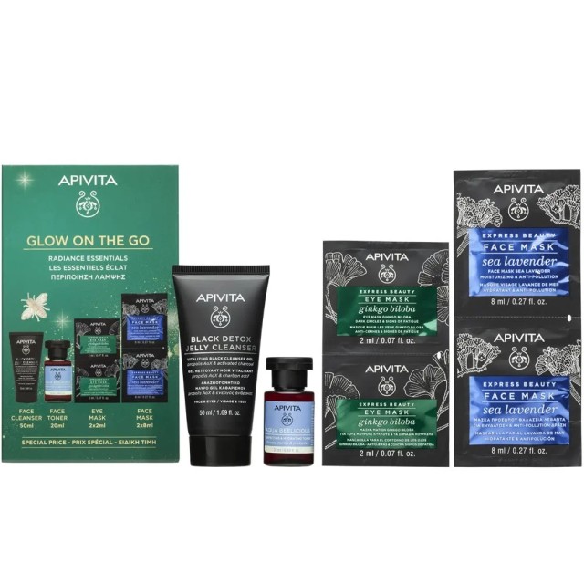 Apivita Promo Glow On The Go με Αναζωογονητικό Μαύρο Gel Καθαρισμού...