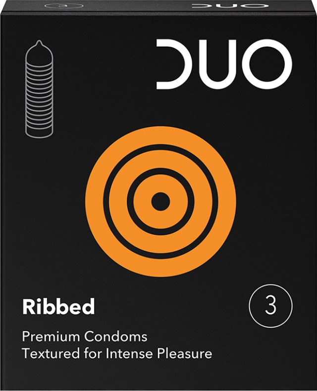Duo Ribbed Condoms Προφυλακτικά με Ραβδώσεις, 3 τμχ