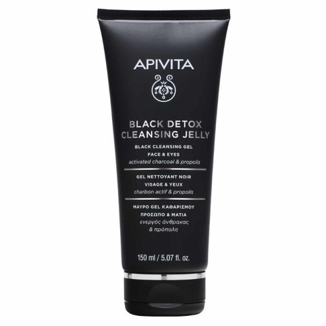 Apivita Black Detox Cleansing Jelly Μαύρο Τζελ Καθαρισμού Προσώπου & Ματιών, 150ml
