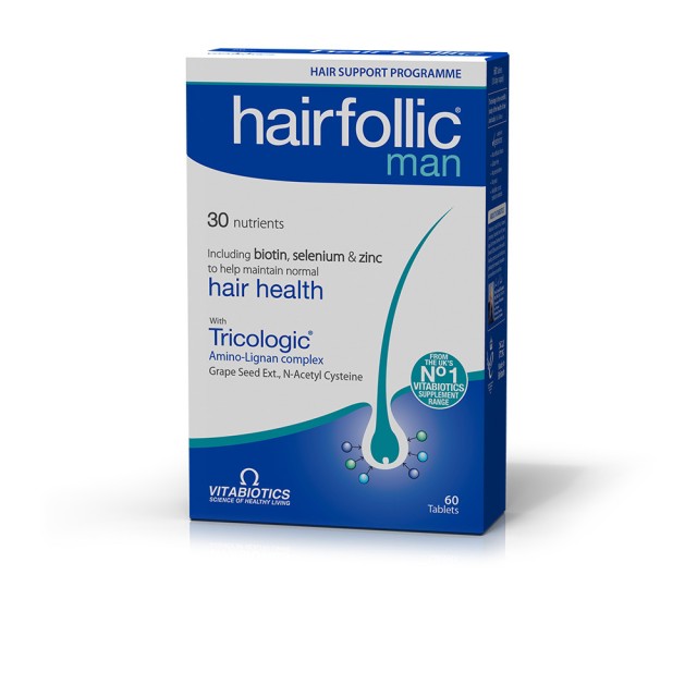 Vitabiotics Wellman Hairfollic Man Συμπλήρωμα Διατροφής για Τριχόπτωση Ανδρών, 60 Ταμπλέτες
