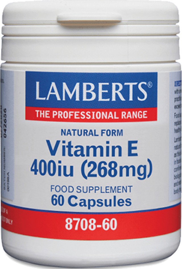Lamberts Vitamin E 400iu Natural Συμπλήρωμα Διατροφής με Βιταμίνη Ε για Ενέργεια και Ανοσοποιητικό, 60 Κάψουλες
