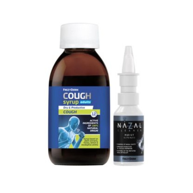 Frezyderm Cough Syrup Adults Σιρόπι για τον Βήχα, 182gr & Nazal Cleaner Moist Ρινικό Σπρέι με Φυσιολογικό Ορό, 30ml