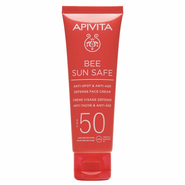 Apivita Bee Sun Safe SPF50 Αντηλιακή Κρέμα Προσώπου Κατά Των Πανάδων και Των Ρυτίδων Βελούδινης Υφής, 50ml