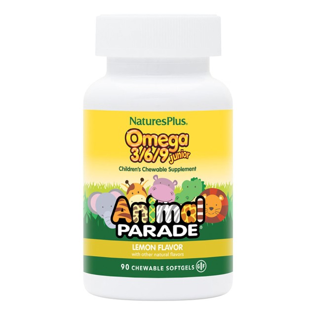 Natures Plus Source Of Life Animal Parade Omega 3 6 9 Junior Συμπλήρωμα Διατροφής με Ωμέγα Λιπαρά Οξέα με Γεύση Λεμόνι, 90 Μαλακές Κάψουλες