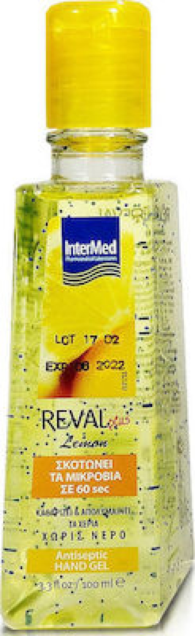 Intermed Reval Plus Lemon Antiseptic Hand Gel, Αντιβακτηριδιακό - Αντισηπτικό Τζελ Χεριών με Άρωμα Λεμόνι, 100ml