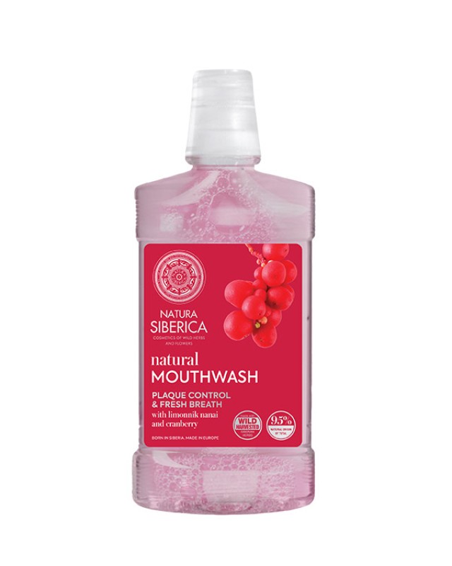 Natura Siberica Natural Mouthwash Cranberry Plaque Control & Fresh Breath Στοματικό Διάλυμα κατά της Πλάκας και της Κακοσμίας 520ml