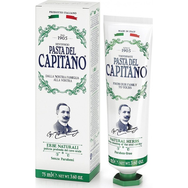 Pasta del Capitano Toothpaste Herbal Φυτική Οδοντόπαστα, 75ml