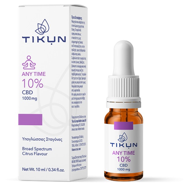 Tikun - Any Time 10% Έλαιο Κάνναβης σε Σταγόνες με CBD 1000mg - 10ml