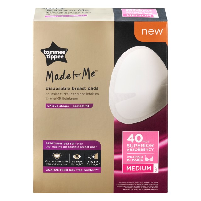Tommee Tippee Closer To Nature Breast Pads Daily Medium Επιθέματα Στήθους μίας Χρήσης - Medium, 40 Τεμάχια
