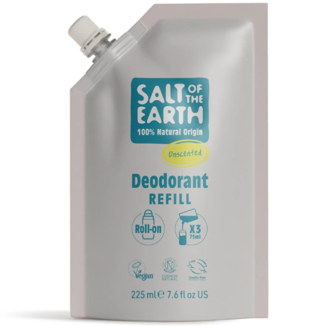 Salt of the Earth Vegan Natural Deodorant Roll-On Refill Pouch Unsc...