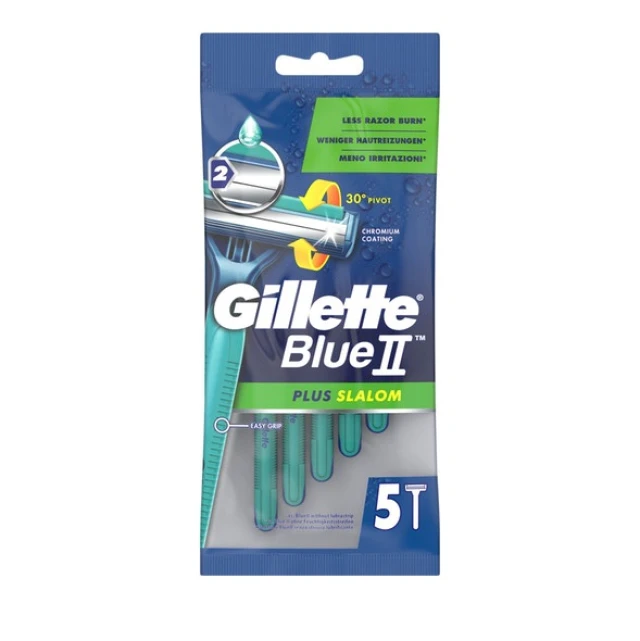 Gillette Blue II Plus Slalom Sensitive Razors 2 Blades 5pcs