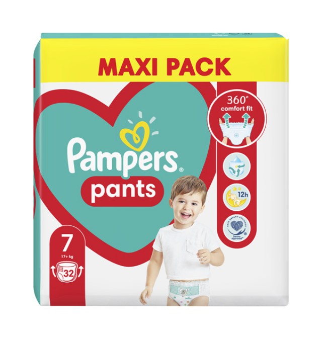 Pampers Pants Πάνες - Βρακάκι Μέγεθος 7 (17+ kg), 32 Τεμάχια