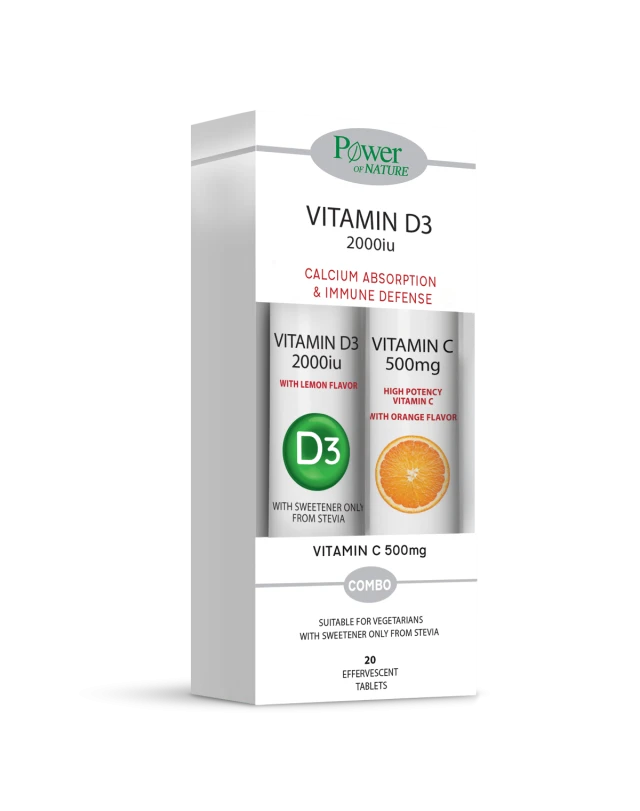 Power Of Nature Vitamin D3 2000iu & Vitamin C 500mg Orange, 20 +...
