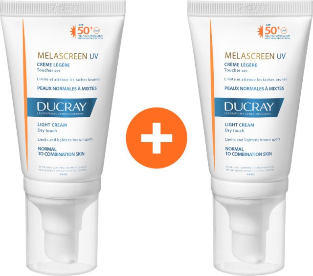 Ducray Melascreen UV Light Cream Dry Touch Brown Spots Normal to Combination Skin SPF50, 2x40ml