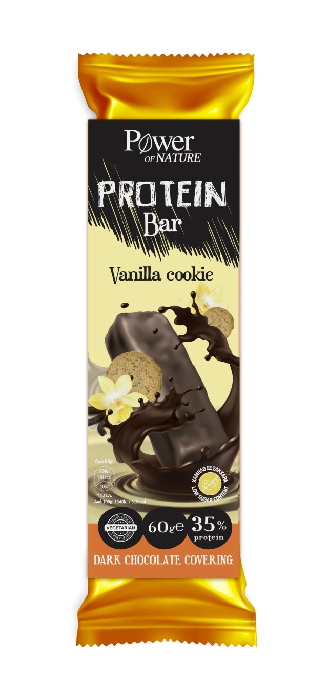 Power of Nature Protein Bar Vanilla Cookie & Dark Chocolate Μπάρα με 35% Πρωτεΐνη, 60gr