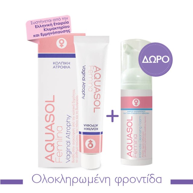 Aquasol Femina Vaginal Atrophy Κρέμα για την Κολπική Ατροφία 30ml + Aquasol Femina Intimate Cleansing Foam Αφρός Καθαρισμού 40ml