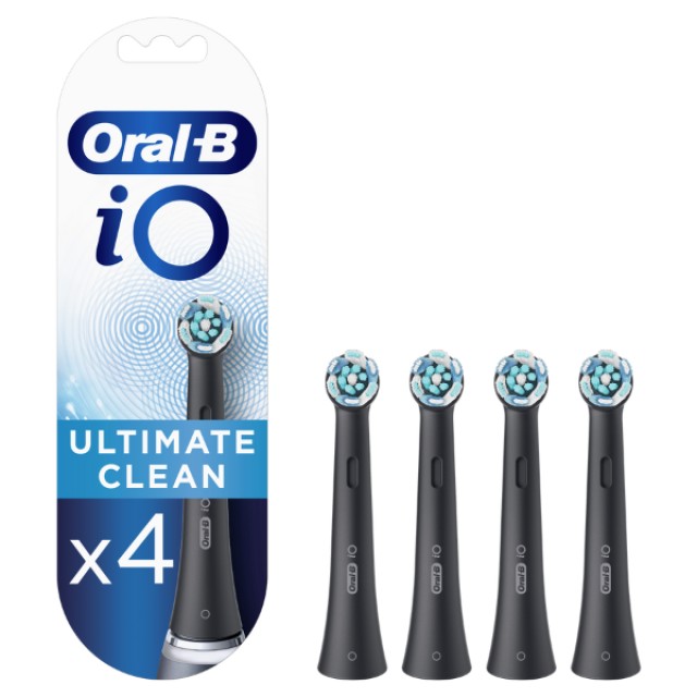 Oral-B iO Ultimate Clean Black Ανταλλακτικές Κεφαλές Ηλεκτρικής Οδοντόβουρτσας για Αποτελεσματικό Καθαρισμό Μαύρο Χρώμα, 4 Τεμάχια