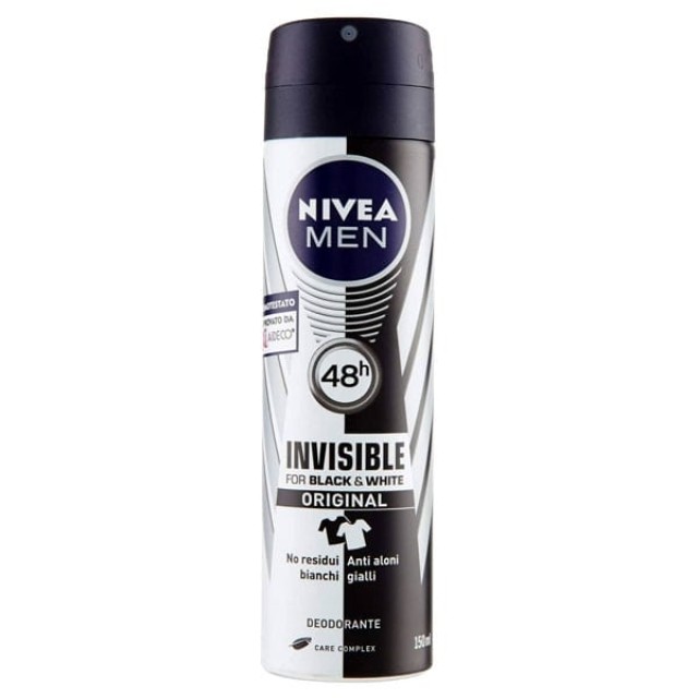 Nivea Men Black & White Invisible Ανδρικό Αποσμητικό Spray 48ωρης Προστασίας, 150ml