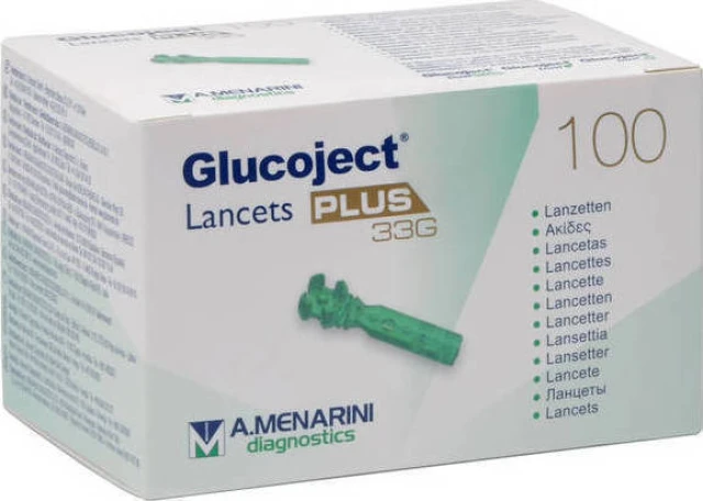 Glucoject Lancets Plus 33g Lancets for Blood Sugar Measurement, 100pcs