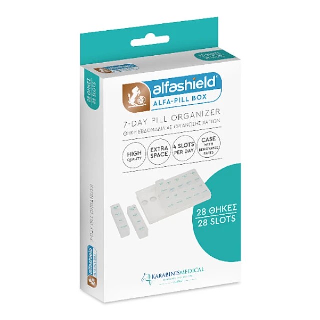 Alfashield 7-Day Pill Organizer Θήκη 28 Θέσεων για Εβδομαδιαία Οργά...