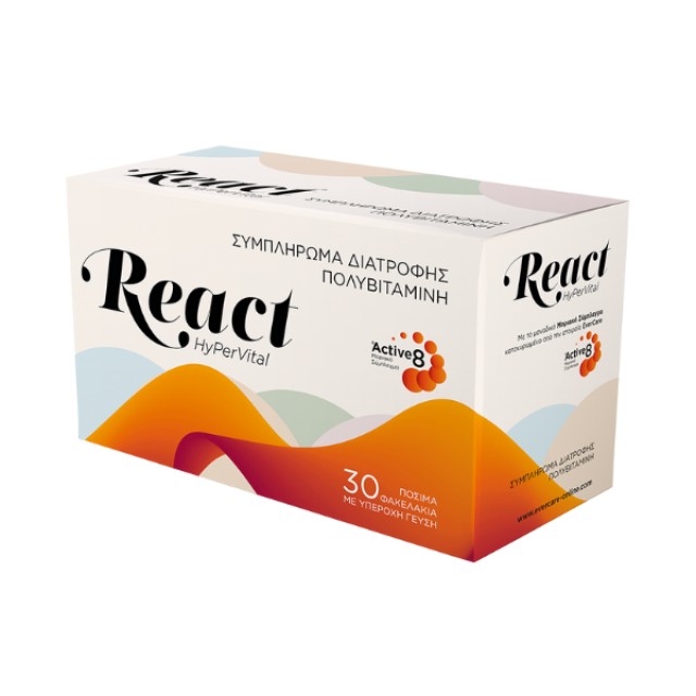EverCare React HyPerVital Πολυβιταμινούχο Συμπλήρωμα Διατροφής, 30 Φακελάκια