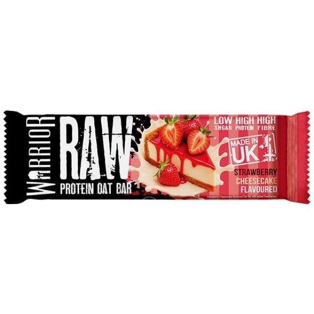 Warrior Raw Μπάρα Πρωτεΐνης με Βρώμη & Γεύση Cheesecake Φράουλα, 75g