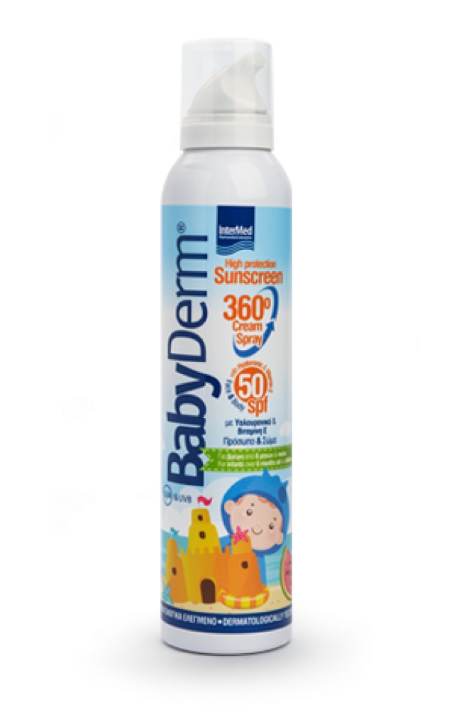 Babyderm Sunscreen SPF50 360 Cream Spray Αντηλιακό Υψηλής Προστασίας Για Βρέφη & Παιδιά, 200ml