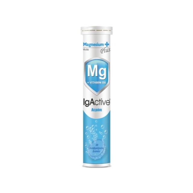 Igactive Magnesium Plus + B6 Με Γεύση Λεμόνι, 20 Αναβράζοντα Δισκία