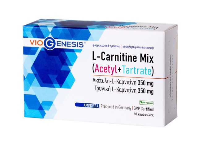 Viogenesis L-Carnitine Mix Acetyl + Tartrate, 60 Κάψουλες