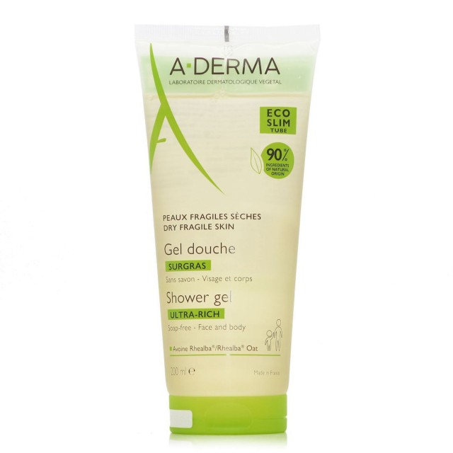 A-Derma Gel Douche Surgras Αφρόλουτρο Για Ξηρές Επιδερμίδες, 200ml