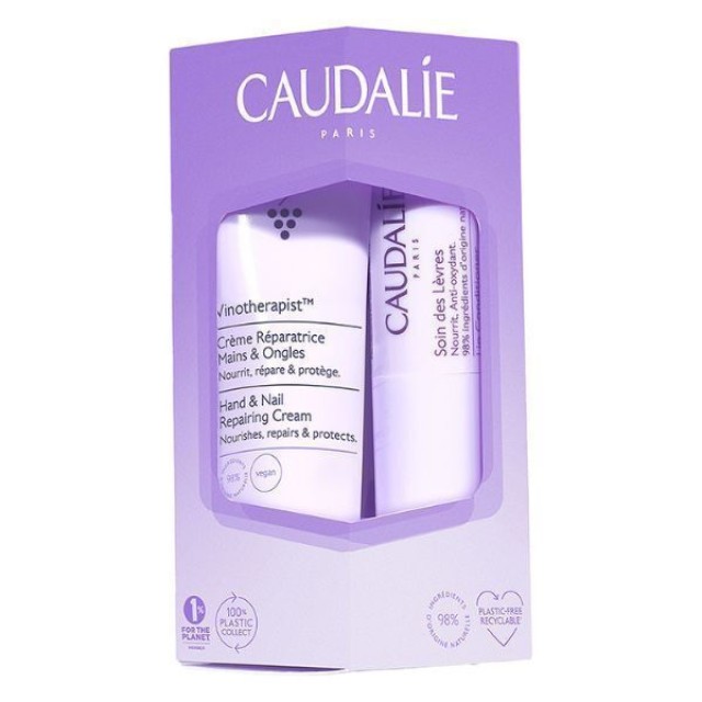 Caudalie Set Vinotherapist Hand & Nail Repairing Cream 30ml + Soin des Levres Lip Conditioner 4,5gr