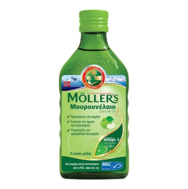 Moller's Cod Liver Oil Liquid with Apple Flavor, 250ml