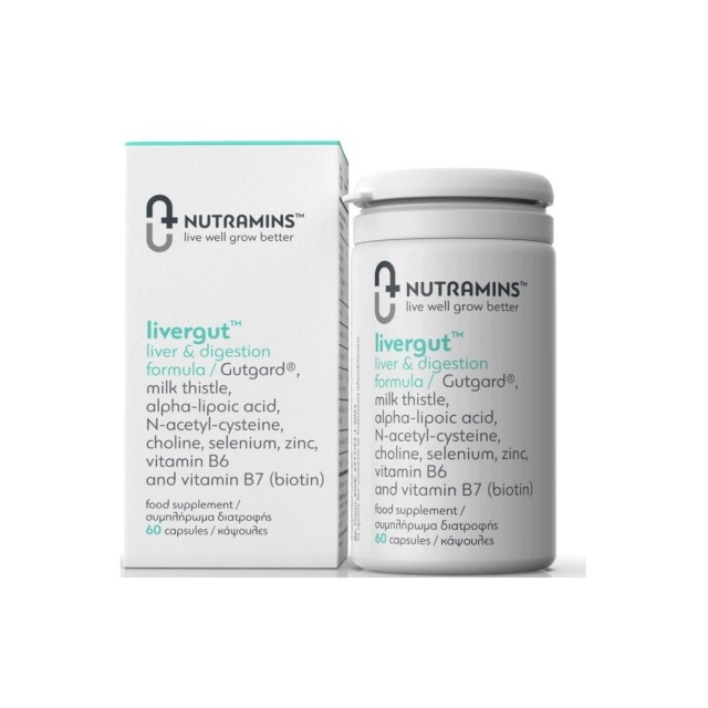 Nutramins Livergut Για τη Φυσιολογική Λειτουργία του Ήπατος, 60caps