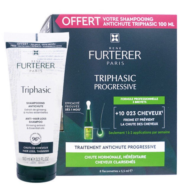 Rene Furterer Promo Triphasic Progressive Αγωγή κατά της Τριχόπτωσης 8 αμπούλες x 5,5ml + Σαμπουάν κατά της Τριχόπτωσης 100ml