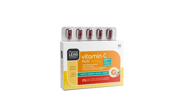 Pharmalead Vitamin C Plus Συμπλήρωμα Διατροφής με Bιταμίνη C, Κερσετίνη, Elderberry και Holy Basil, 1500mg, 30 Κάψουλες