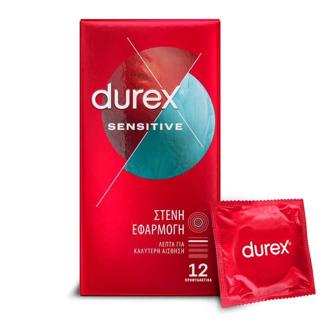 Durex Sensitive Προφυλακτικά με Στενή Εφαρμογή, 12 Τεμάχια