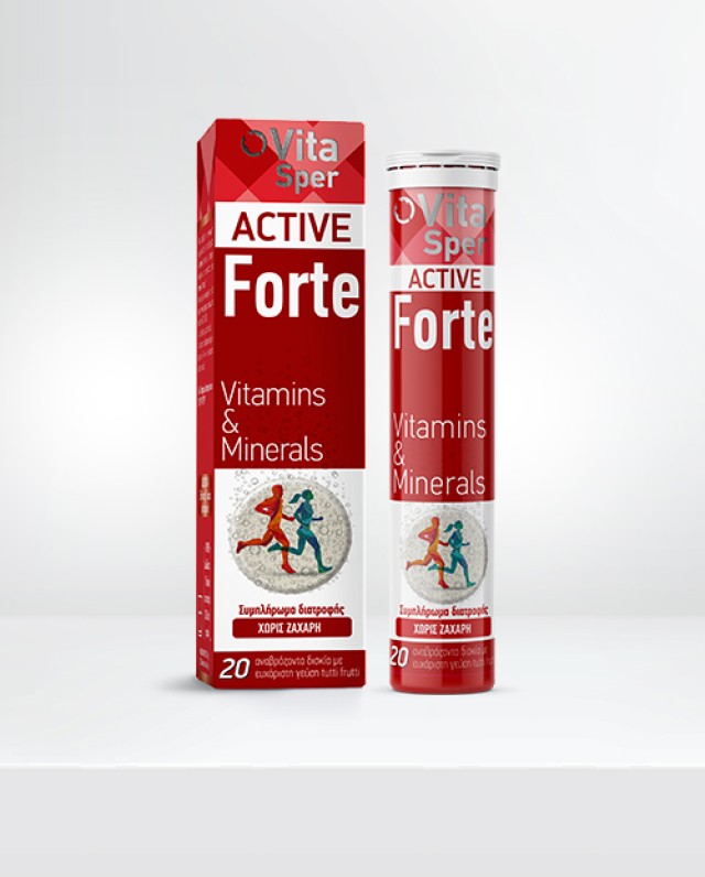 Vitasper Active Forte Vitamins & Minerals με Γεύση Tutti Fruti, 20 Αναβράζοντα Δισκία